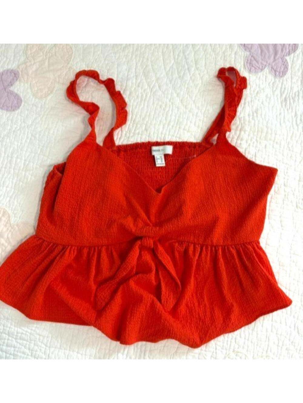Forever 21 Orange Front Knot Tank Top (Women's Size 2X)